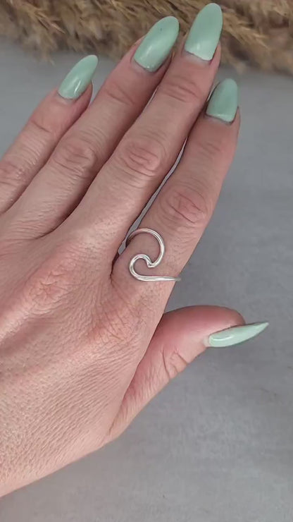 Silver sea wave ring, ring, silver jewellery,rings,sea wave ring,boho ring,free shipping,gift for her