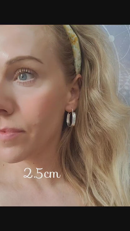 Silver Plated Hammered Hoop Earrings - Lightweight, Nickel-Free