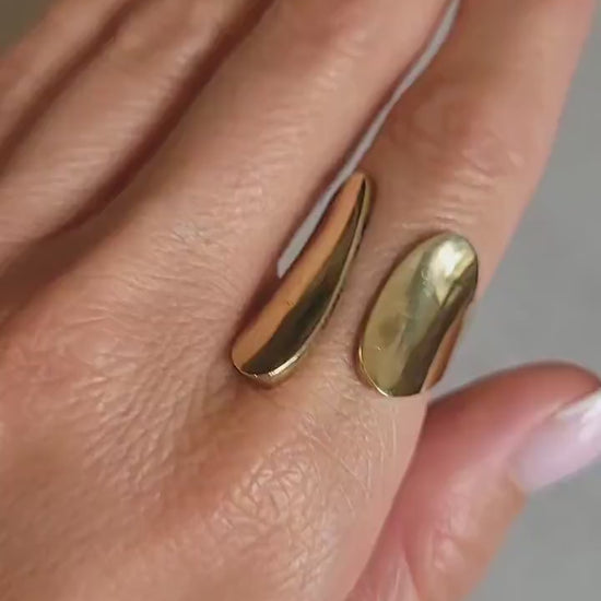 Adjustable Brass Statement Ring: Handmade Boho Jewelry
