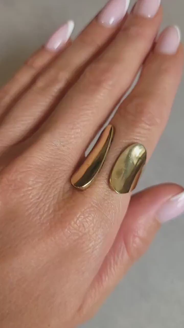 Adjustable Brass Statement Ring: Handmade Boho Jewelry