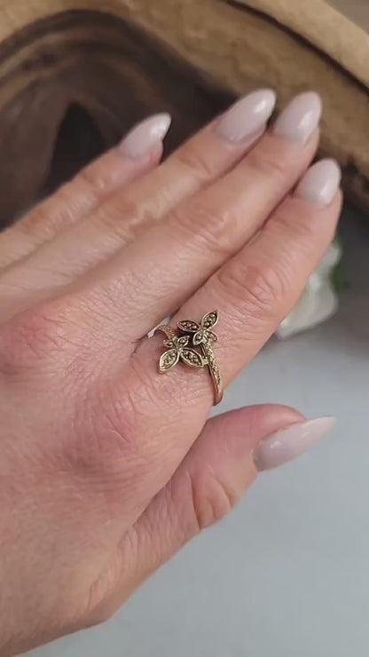 Butterfly Raw Brass Ring • Adjustable Bohemian Jewelry