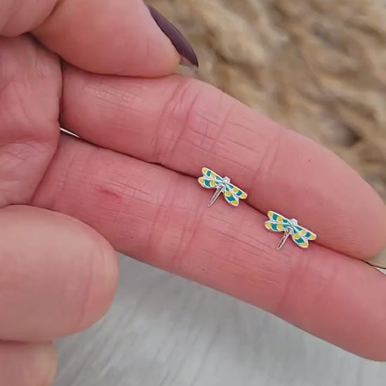 Sterling silver stud earrings / Dragonfly studs / Minimal /Minimalist / Cute / Gift idea