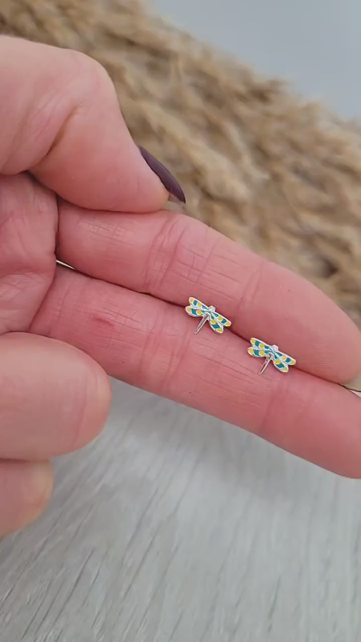 Sterling silver stud earrings / Dragonfly studs / Minimal /Minimalist / Cute / Gift idea