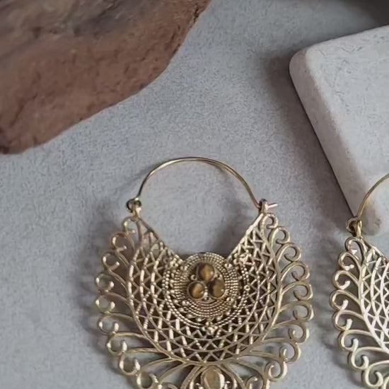 Gold detailed earrings / Bohemian jewellery