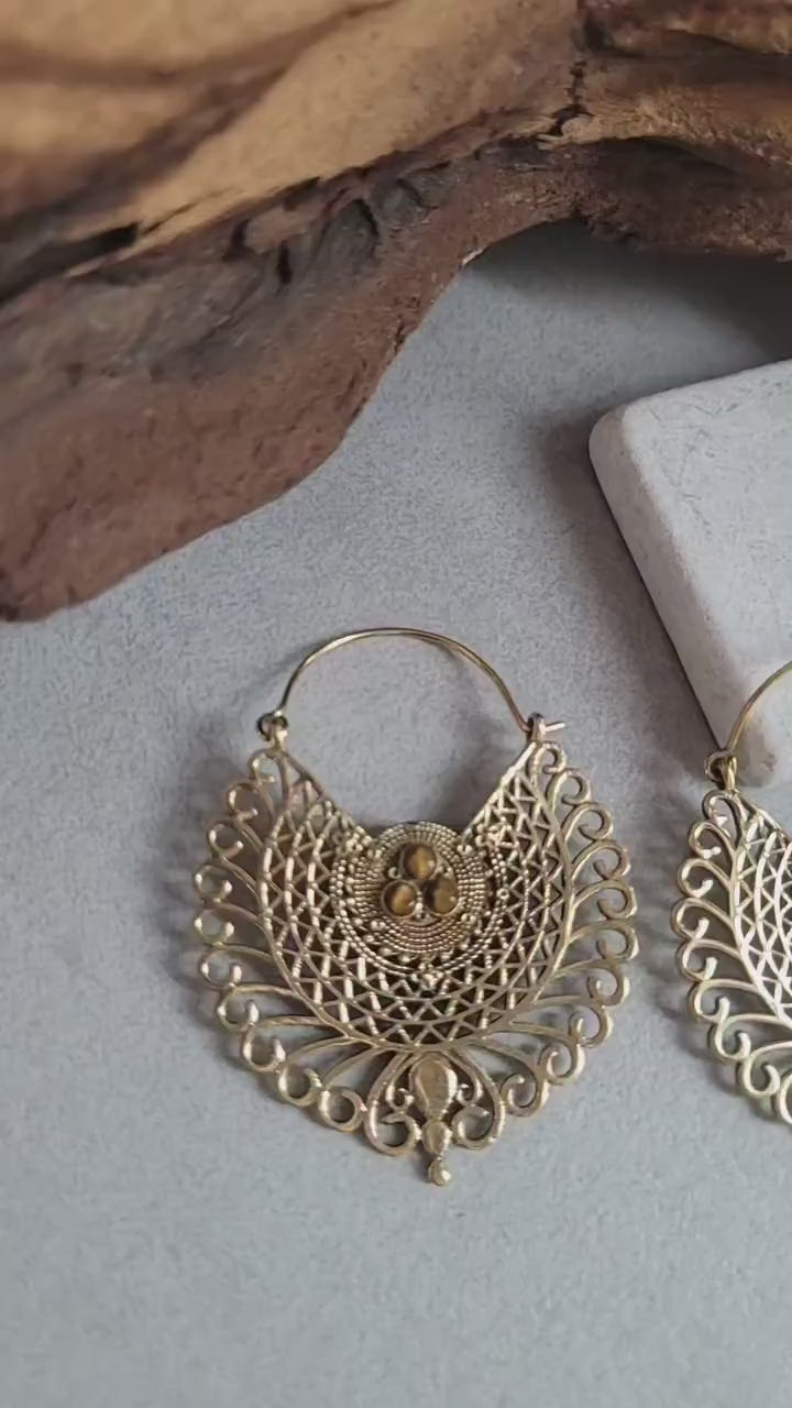 Gold detailed earrings / Bohemian jewellery