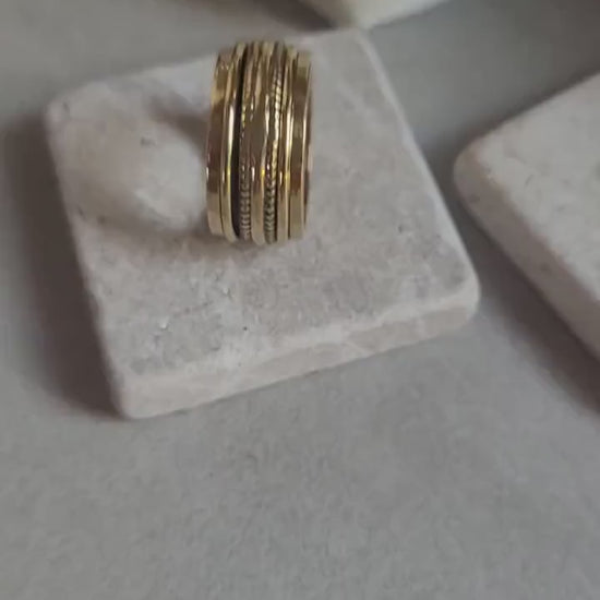 Raw Brass Spinner Ring – Nickel Free Hypoallergenic Wide Band