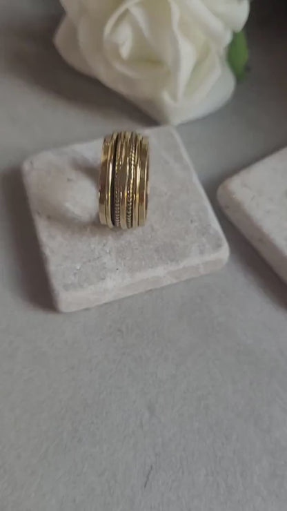 Raw Brass Spinner Ring – Nickel Free Hypoallergenic Wide Band