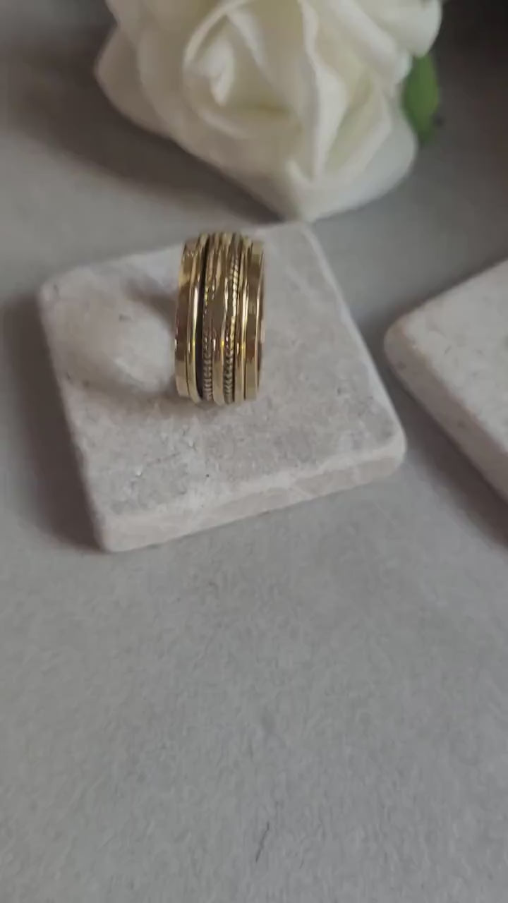 Raw Brass Spinner Ring – Nickel Free Hypoallergenic Wide Band