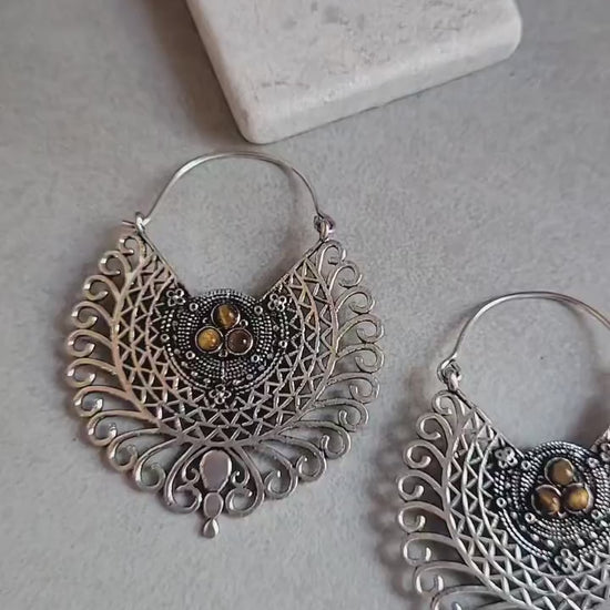 Silver detailed earrings / Bohemian jewellery