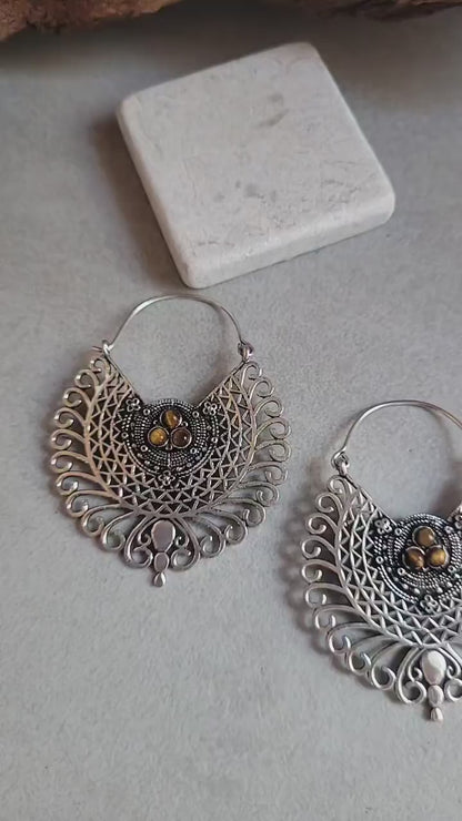 Silver detailed earrings / Bohemian jewellery