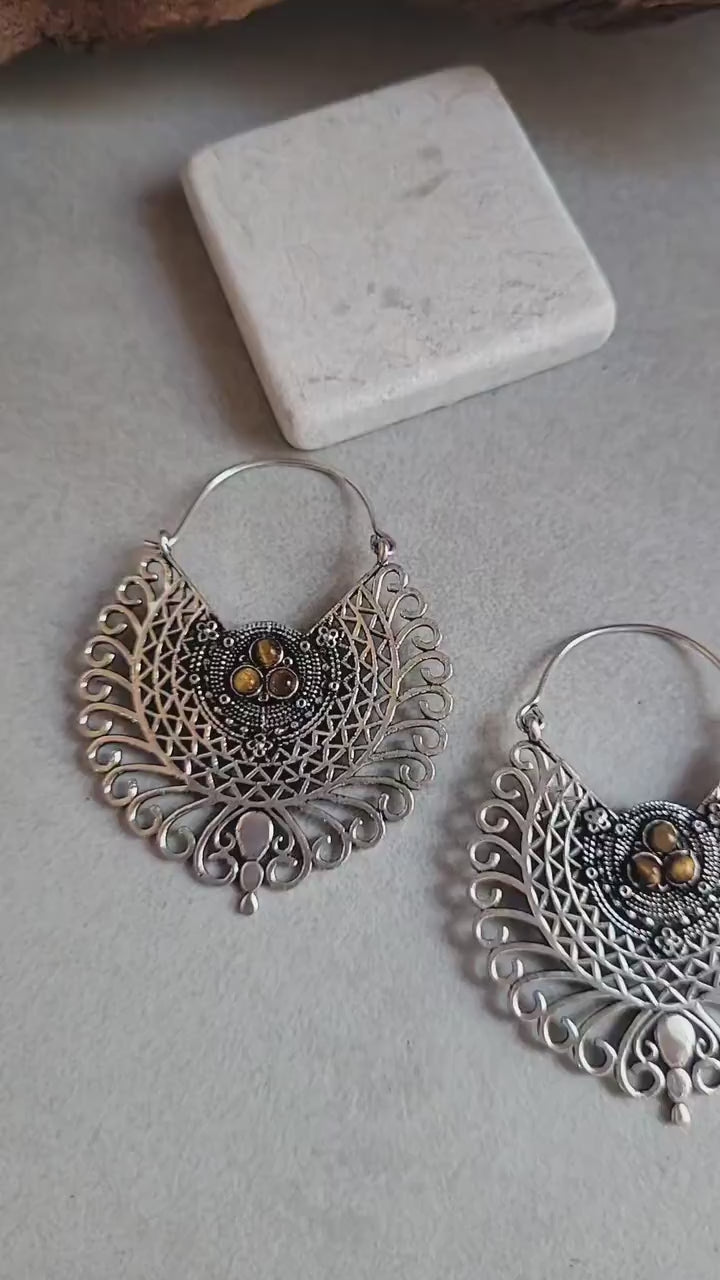 Silver detailed earrings / Bohemian jewellery