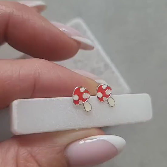 Sterling Silver Mushroom Studs: Minimalist Earrings