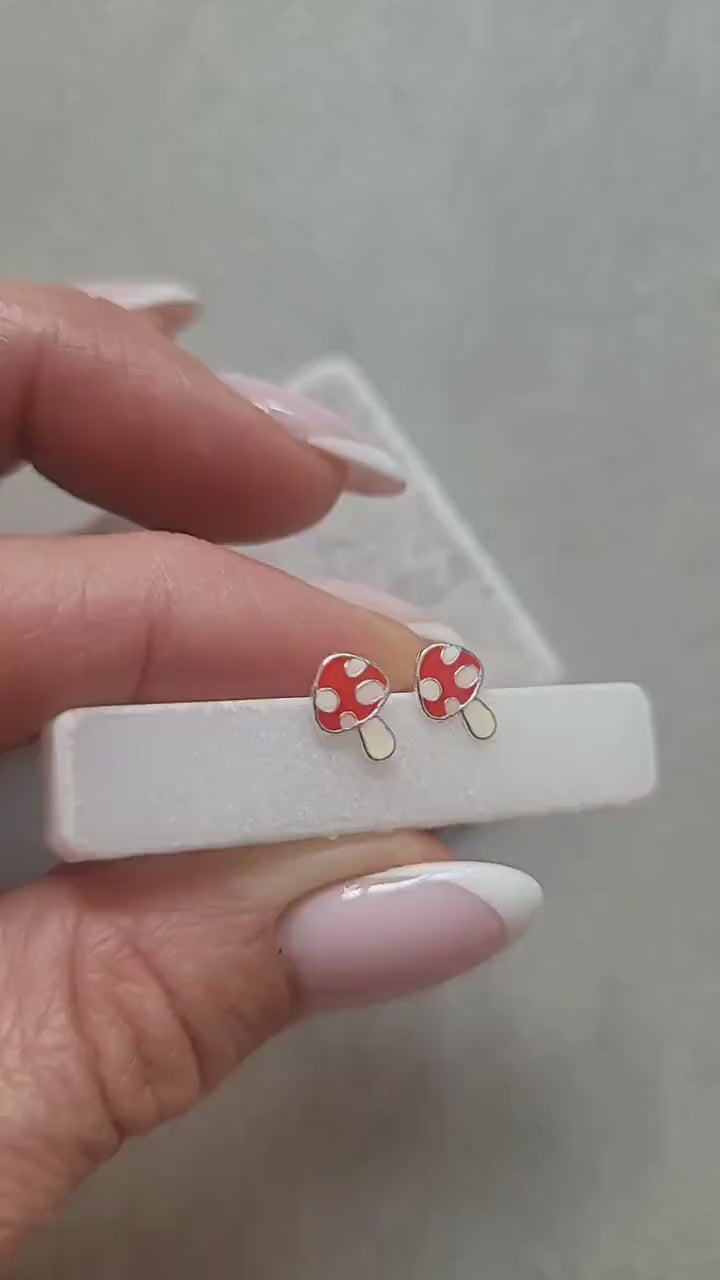 Sterling Silver Mushroom Studs: Minimalist Earrings