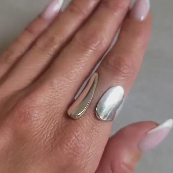 Adjustable Silver Statement Ring: Handmade Boho Jewelry