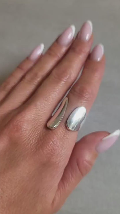 Adjustable Silver Statement Ring: Handmade Boho Jewelry