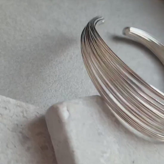 Silver Plated Cuff Bracelet, Multi Wire Cuff Bracelet, Minimalist Silver Bangle, Nickel Free Hypoallergenic Bracelet, Adjustable