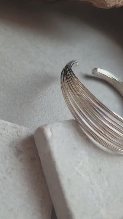 Silver Plated Cuff Bracelet, Multi Wire Cuff Bracelet, Minimalist Silver Bangle, Nickel Free Hypoallergenic Bracelet, Adjustable