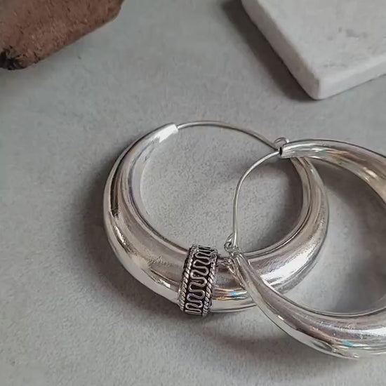 Silver Hoop Earring Set: Large, Simple, Hypoallergenic
