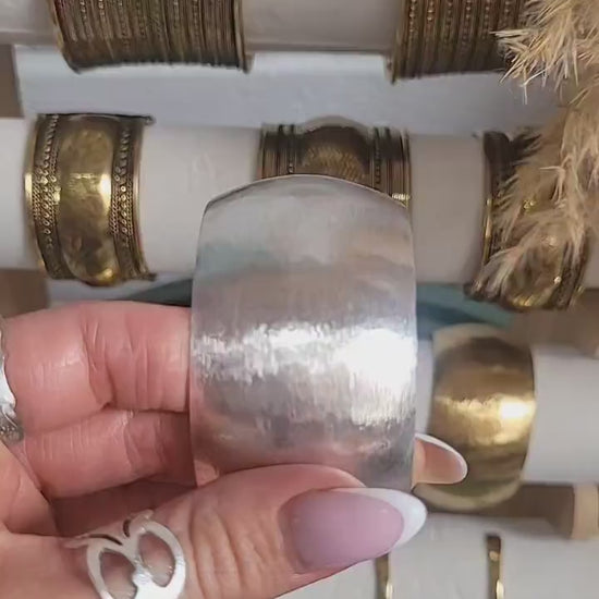 Silver cuff bracelet: Statement bohemian jewellery