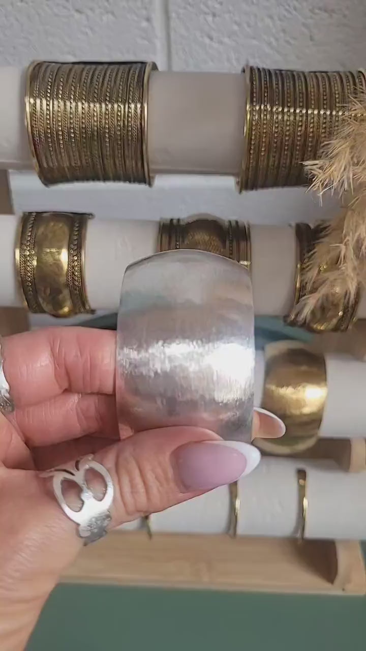 Silver cuff bracelet: Statement bohemian jewellery