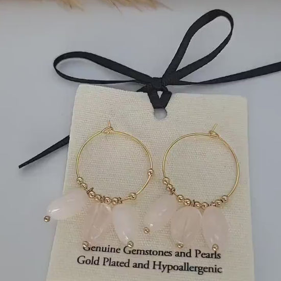 Gold hoops / Malachite / Hoop earrings / 18k gold plated / Gift / Crystal / Wedding / Bridesmaid