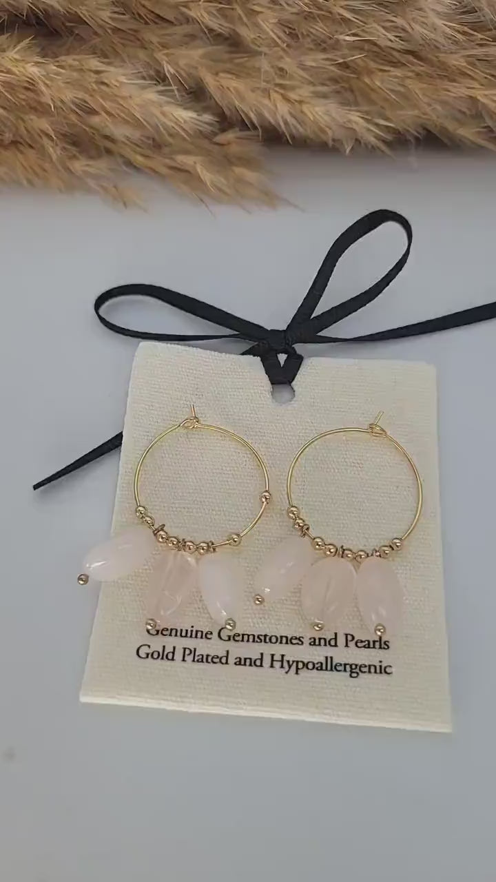 Gold hoops / Malachite / Hoop earrings / 18k gold plated / Gift / Crystal / Wedding / Bridesmaid