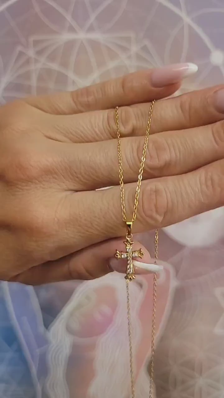 Golden Cross necklace / Faith jewellery / Gold / Simple / Simplicity / Minimal / Gift / Cute / Pretty / Waterproof jewellery