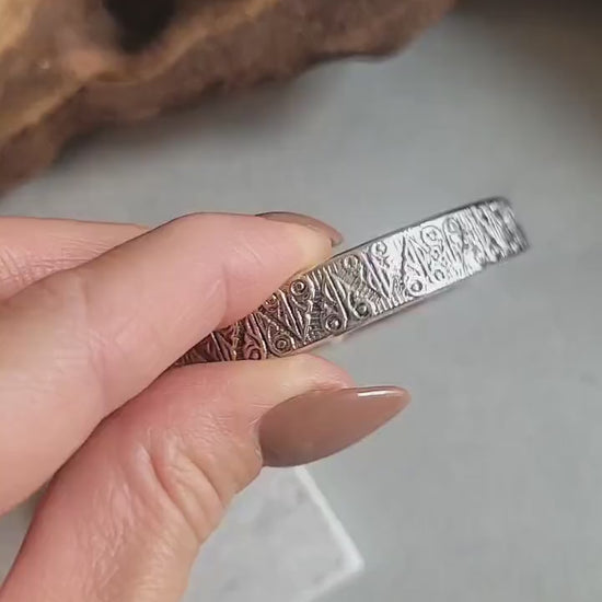 Adjustable Silver Plated Unisex Cuff Bracelet: Ethnic Tribal Design
