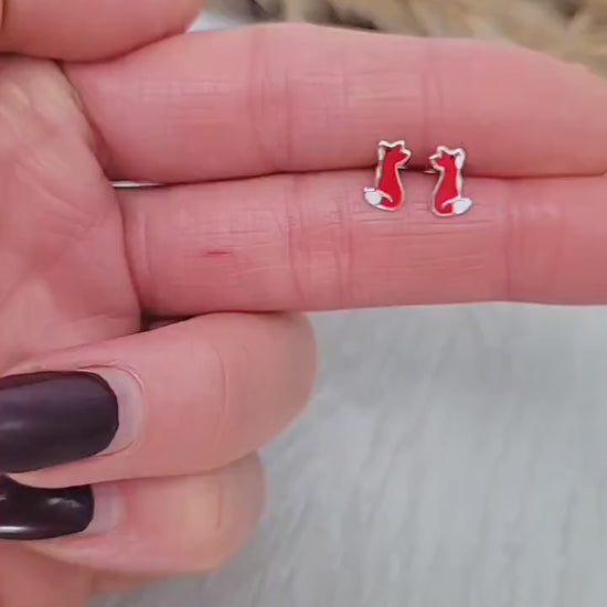 Sterling silver Fox studs / Silver earrings / Fox / Animal / Girls / Gift / Minimal / Minimalist / Studs