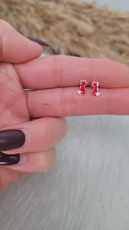 Sterling silver Fox studs / Silver earrings / Fox / Animal / Girls / Gift / Minimal / Minimalist / Studs