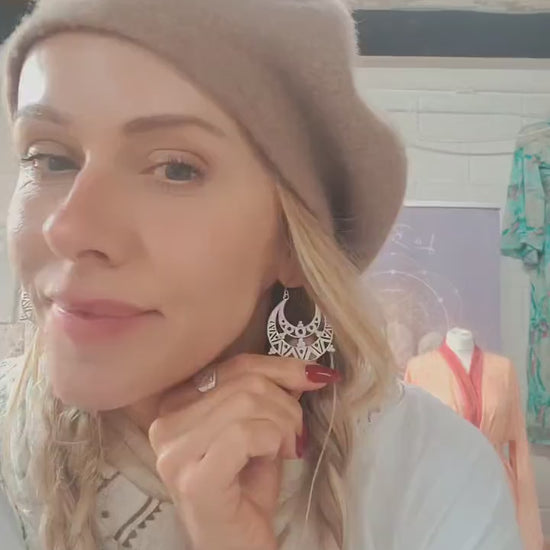 Silver detailed bohemian earrings / Silver plated earrings