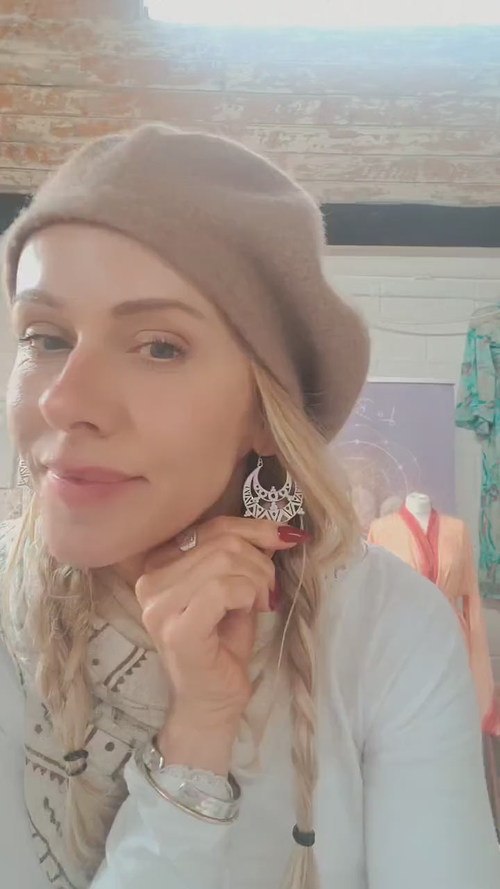 Silver detailed bohemian earrings / Silver plated earrings