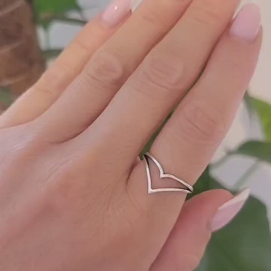 Silver Plated Point Ring, Minimalist Everyday Wear