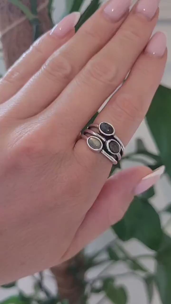 Silver multi stone ring / Statement / Gift / Ethnic / Silver jewellery / Elegant/ Pretty