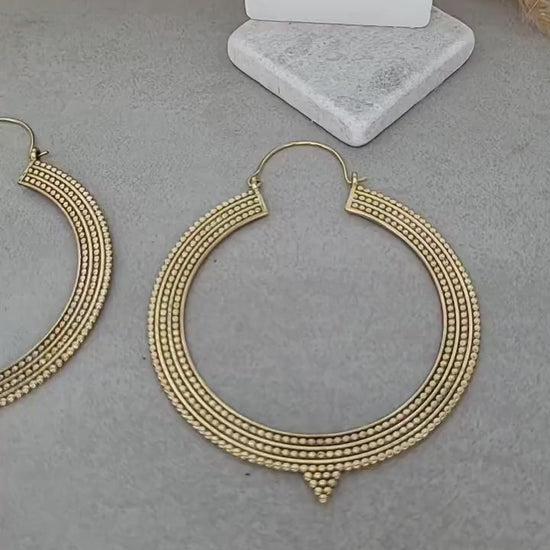 Oversized Raw Brass Hoop Earrings: Urban Glam Boho Chic