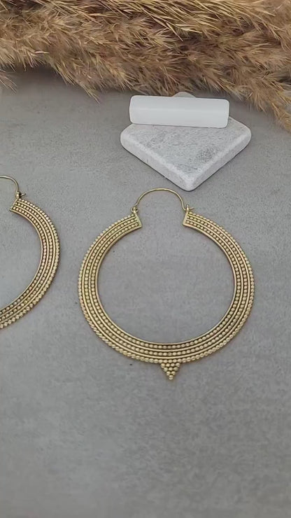 Oversized Raw Brass Hoop Earrings: Urban Glam Boho Chic