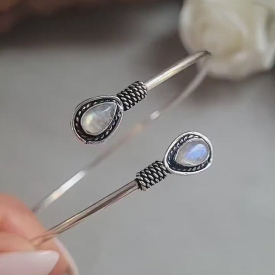 Silver Upper Arm Bracelet, Boho Arm Cuff, Moonstone Armlet, Silver Plated Arm Bracelet, Tribal Arm Cuff, Bohemian Jewellery