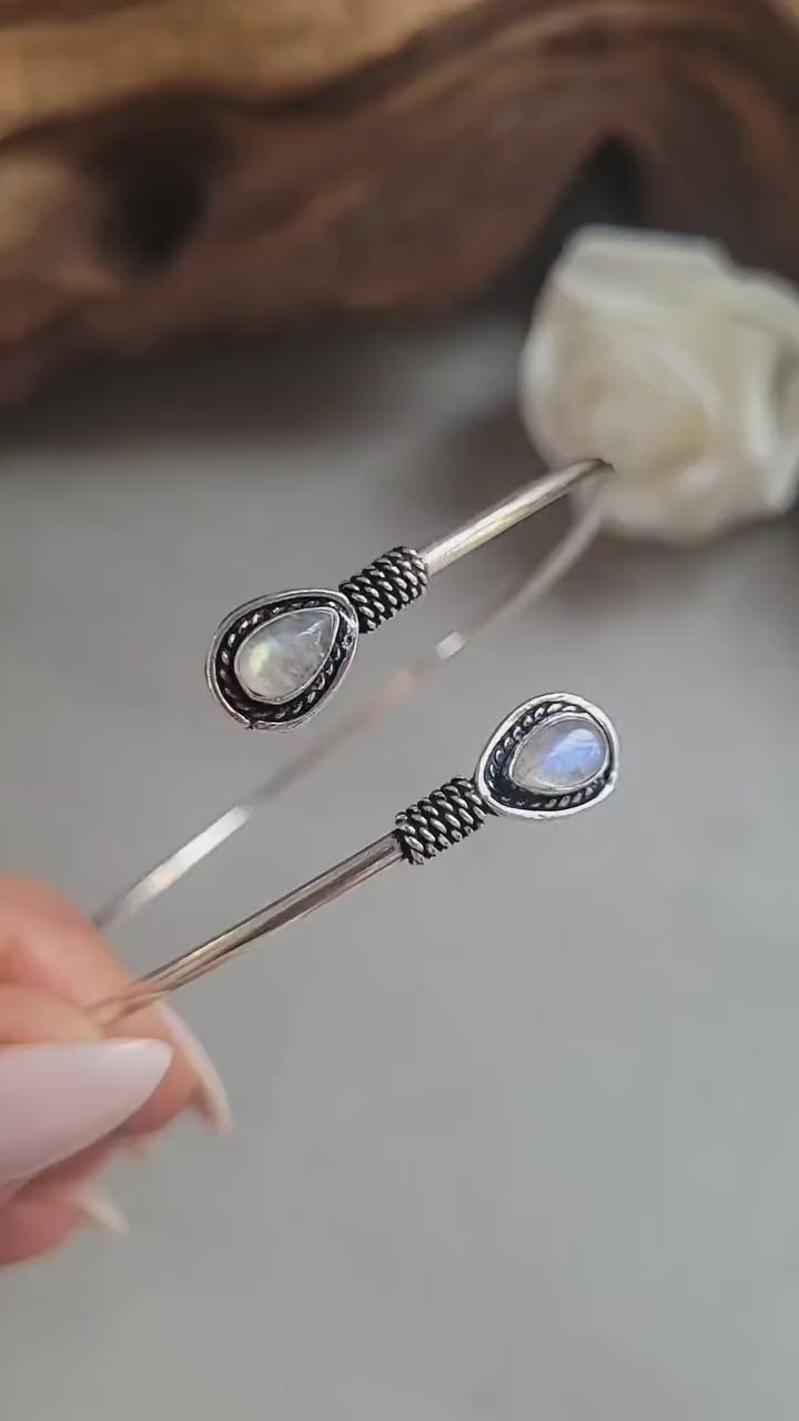 Silver Upper Arm Bracelet, Boho Arm Cuff, Moonstone Armlet, Silver Plated Arm Bracelet, Tribal Arm Cuff, Bohemian Jewellery