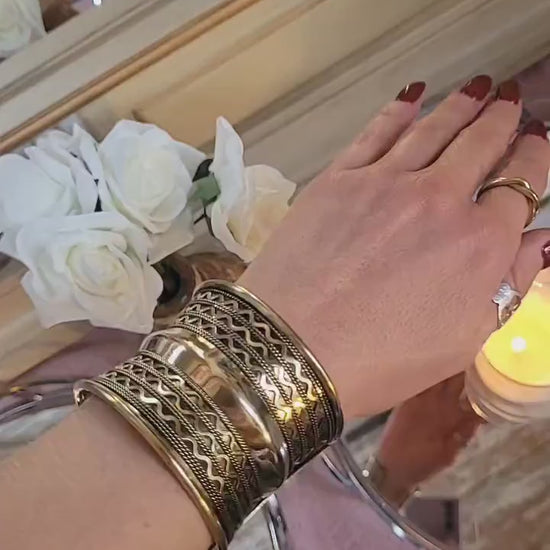 Brass Cuff Bracelet: Detailed boho ethnic style jewelry / Hypoallergenic jewelry/ Christmas gift