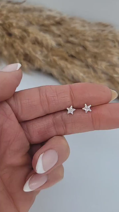 Sterling Silver Star Stud Earrings, Minimalist Jewelry