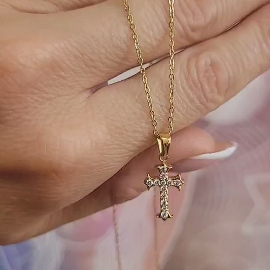Golden Cross necklace / Faith jewellery / Gold / Simple / Simplicity / Minimal / Gift / Cute / Pretty / Waterproof jewellery