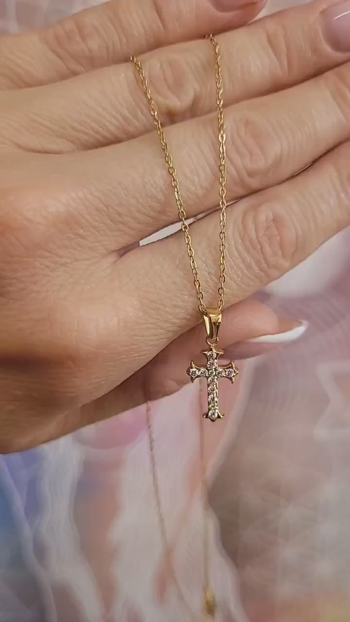 Golden Cross necklace / Faith jewellery / Gold / Simple / Simplicity / Minimal / Gift / Cute / Pretty / Waterproof jewellery