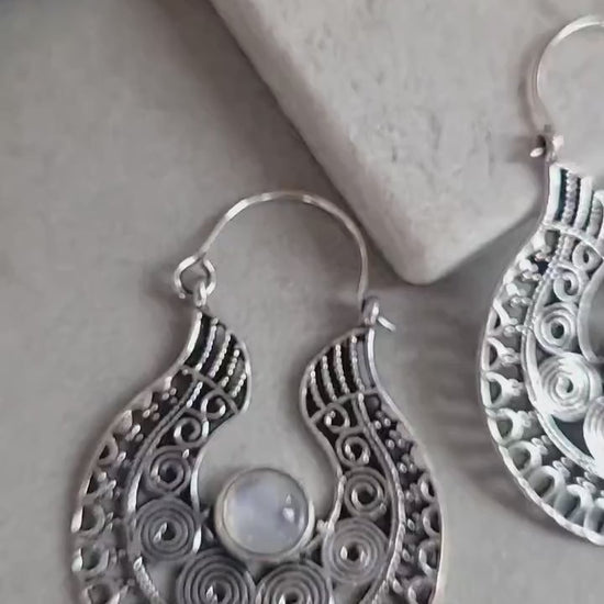 Silver detailed earrings / Bohemian jewelry / Gift for her