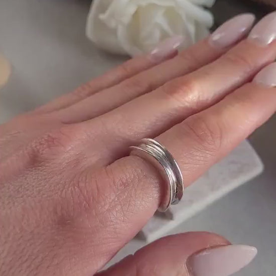 Minimalist Silver Plated Organic Ring | Hypoallergenic Statement Band | Modern  Jewellery