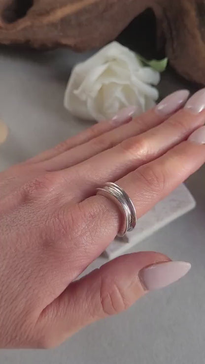 Minimalist Silver Plated Organic Ring | Hypoallergenic Statement Band | Modern  Jewellery