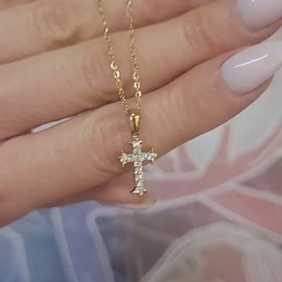 Gold Cross Necklace 18K Gold Plated, Jesus Cross Necklace, Faith Necklace, Christian Jewellery, Dainty Cross Pendant, Religious Gift for Her