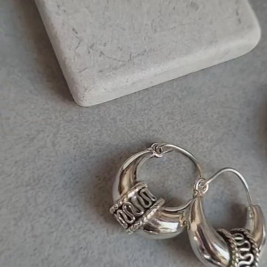 Silver Plated Chunky Hoop Earrings, Lightweight Boho Gypsy Style