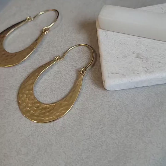 Hammered Brass Hoop Earrings: Lightweight Boho Chic Jewelry