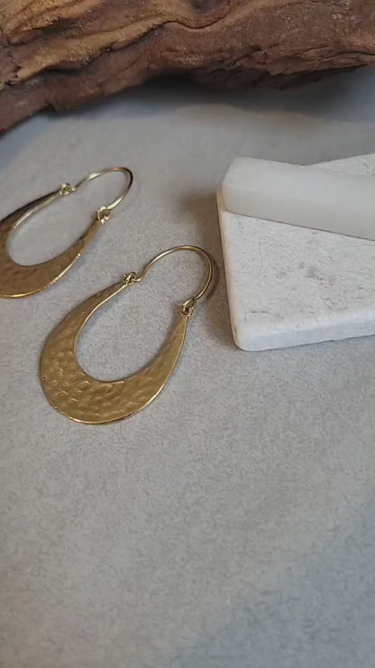 Hammered Brass Hoop Earrings: Lightweight Boho Chic Jewelry