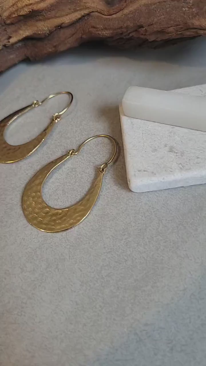 Hammered Brass Hoop Earrings: Lightweight Boho Chic Jewelry